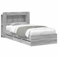 vidaXL Lovos rėmas su saugojimu ir nugara Pilka Sonoma 80 x 200 cm