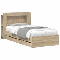 vidaXL Lovos rėmas su saugojimu ir nugara Sonoma ąžuolas 80 x 200 cm