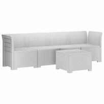 vidaXL 4 vietų sodo sofa pintinės išvaizdos PP Balta