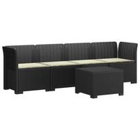 vidaXL 4 vietų sodo sofa su pagalvėmis pintinės išvaizdos PP Antracito