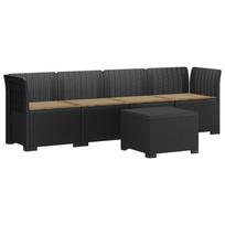 vidaXL 4 vietų sodo sofa su pagalvėmis pintinės išvaizdos PP Antracito