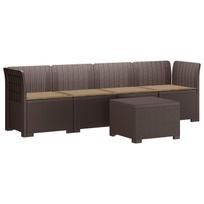 vidaXL 4 vietų sodo sofa su pagalvėmis pintinės išvaizdos PP Ruda