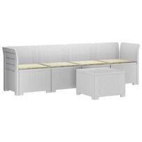 vidaXL 4 vietų sodo sofa su pagalvėmis pintinės išvaizdos PP Balta