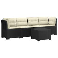 vidaXL 4 vietų sodo sofa su pagalvėmis pintinės išvaizdos PP Antracito