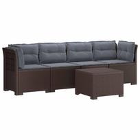 vidaXL 4 vietų sodo sofa su pagalvėmis pintinės išvaizdos PP Ruda