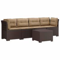 vidaXL 4 vietų sodo sofa su pagalvėmis pintinės išvaizdos PP Ruda