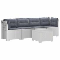 vidaXL 4 vietų sodo sofa su pagalvėmis pintinės išvaizdos PP Balta