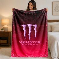 Monster Energy spausdinimo flanelinis pledas Jaukus šiltas pliušinis pledas lovai, sofai, kušetei, vidaus buitinėms reikmėms 75x90cm