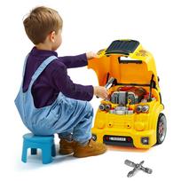 VEVOR variklio žaislas, 60 dalių, vaikų mechaniko automobilio remonto rinkinys su nuimamomis dalimis, šviesomis ir garsais, vairaratis ir signalas 33 x 33 x 37 cm geltona