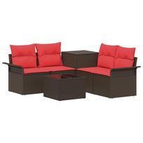 vidaXL Sofos komplektas 6 vnt. 4 vietos Ruda ir raudona