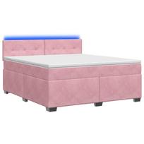 vidaXL Lova su čiužiniu ir LED apšvietimu Rožinė 140 x 200 cm Aksomas