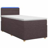 vidaXL Spyruoklinė lova su čiužiniu Tamsiai rudas 90 x 200 cm Audinys