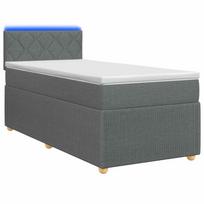 vidaXL Spyruoklinė lova su čiužiniu Tamsiai pilka 90 x 200 cm Audinys