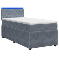 vidaXL Spyruoklinė lova su čiužiniu Tamsiai pilka 90 x 200 cm Aksomas