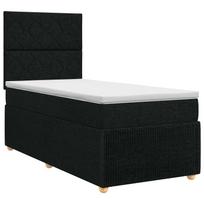 vidaXL Spyruoklinė lova su čiužiniu Juoda 90 x 200 cm Audinys