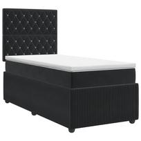 vidaXL Spyruoklinė lova su čiužiniu Juoda 90 x 200 cm Aksomas
