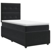vidaXL Spyruoklinė lova su čiužiniu Juoda 90 x 200 cm Aksomas