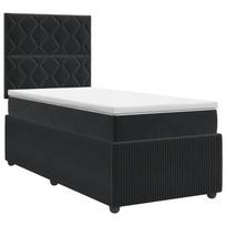 vidaXL Spyruoklinė lova su čiužiniu Juoda 90 x 200 cm Aksomas