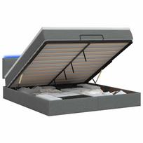 vidaXL Otmana lova su matracsu ir LED Tamsiai pilka 140 x 190 cm