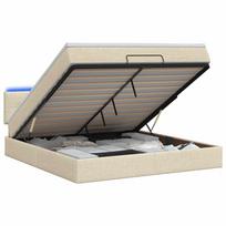 vidaXL Otmana lova su matracsu ir LED Kreminė 140 x 190 cm Audinys