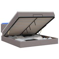 vidaXL Otmana lova su matracsu ir LED Taupe 140 x 200 cm Audinys