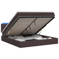 vidaXL Otmana lova su matracsu ir LED Tamsiai rudas 140 x 200 cm