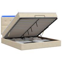vidaXL Otmana lova su matracsu ir LED Kreminė 140 x 190 cm Audinys