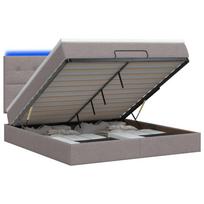 vidaXL Otmana lova su matracsu ir LED Taupe 140 x 200 cm Audinys