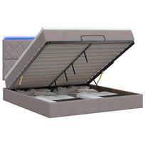 vidaXL Otmana lova su matracsu ir LED Taupe 140 x 190 cm Audinys