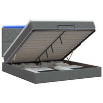 vidaXL Otmana lova su matracsu ir LED Tamsiai pilka 140 x 190 cm