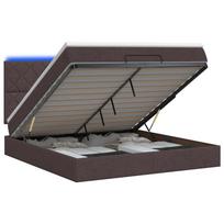vidaXL Otmana lova su matracsu ir LED Tamsiai rudas 140 x 200 cm