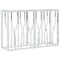 vidaXL Konsolinis staliukas, sidabrinis, 110x30x70cm, plienas/stiklas