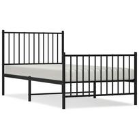 vidaXL Lovos rėmas su galvūgaliu/kojūgaliu, juodas, 90x190cm, metalas