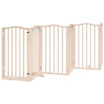 vidaXL Šunų varteliai su sulankstomomis durelėmis, 6 panelės, 300 cm, tuopos mediena