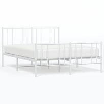 vidaXL Lovos rėmas su galvūgaliu/kojūgaliu, baltas, 140x190cm, metalas