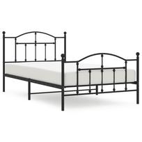 vidaXL Lovos rėmas su galvūgaliu/kojūgaliu, juodas, 107x203cm, metalas