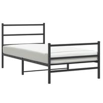 vidaXL Lovos rėmas su galvūgaliu/kojūgaliu, juodas, 107x203cm, metalas