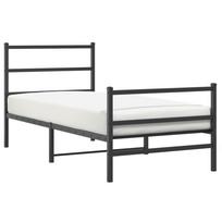 vidaXL Lovos rėmas su galvūgaliu/kojūgaliu, juodas, 90x190cm, metalas