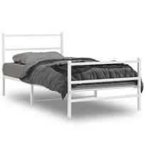 vidaXL Lovos rėmas su galvūgaliu/kojūgaliu, baltas, 100x190cm, metalas