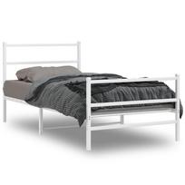 vidaXL Lovos rėmas su galvūgaliu/kojūgaliu, baltas, 107x203cm, metalas