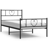 vidaXL Lovos rėmas su galvūgaliu/kojūgaliu, juodas, 90x190cm, metalas