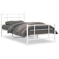 vidaXL Lovos rėmas su galvūgaliu/kojūgaliu, baltas, 107x203cm, metalas