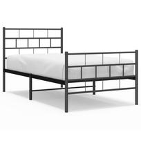 vidaXL Lovos rėmas su galvūgaliu/kojūgaliu, juodas, 90x190cm, metalas