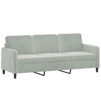 vidaXL Trivietė sofa, šviesiai pilkos spalvos, 180cm, aksomas