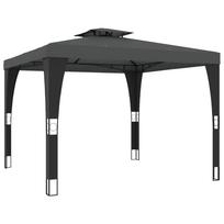 vidaXL Pavėsinė su dvigubu stogu, antracito, 2,98x2,98 m, plienas