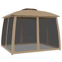 vidaXL Pavėsinė su stogu ir sienomis, taupe, 2,93x2,93m, plienas