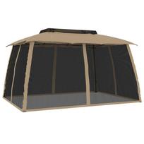 vidaXL Pavėsinė su stogu ir sienomis, taupe, 3,93x2,93m, plienas