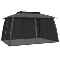 vidaXL Pavėsinė su stogu ir sienomis, antracito, 3,93x2,93m, plienas