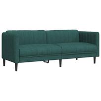 vidaXL Trivietė sofa, tamsiai žalios spalvos, audinys