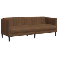vidaXL Trivietė sofa, rudos spalvos, dirbtinė versta oda